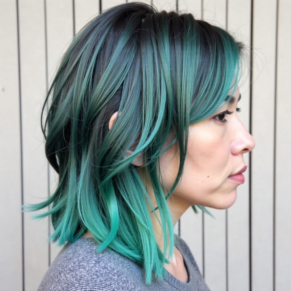Teal Balayage For Black Hair