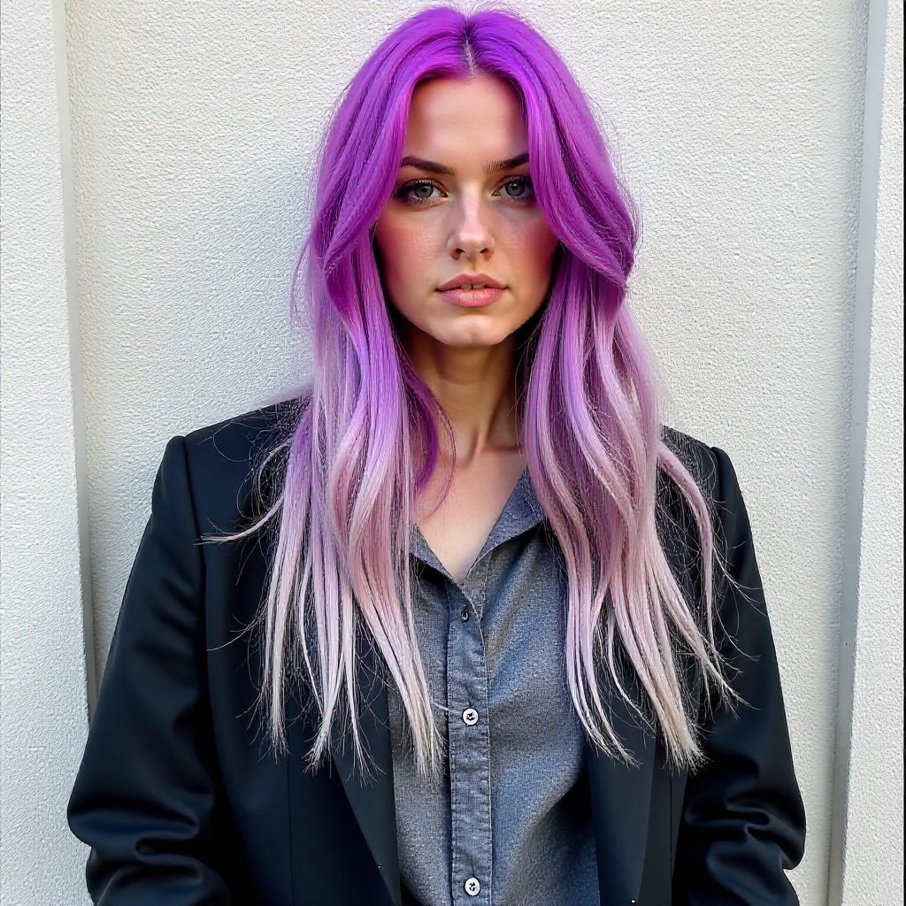Ash Blonde Hair With Purple Roots