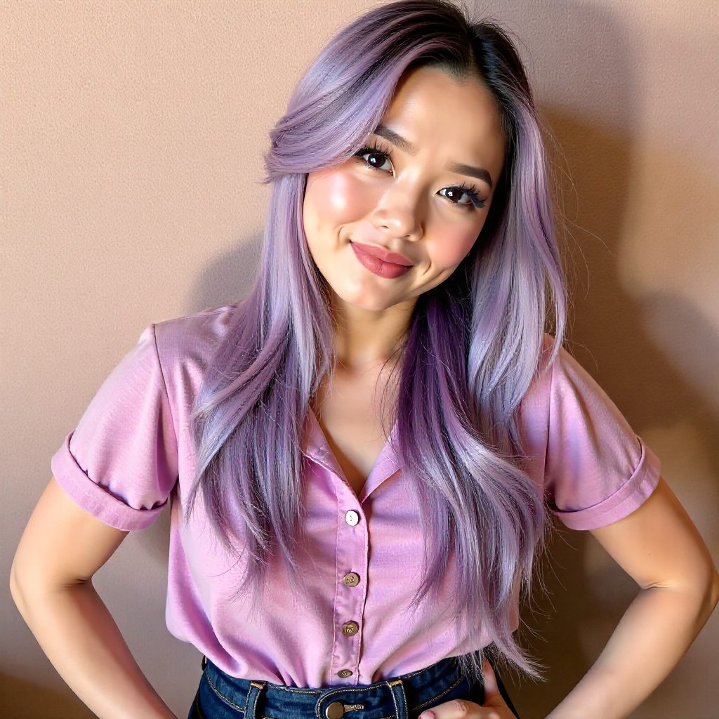 Long Pastel Purple Balayage Hair