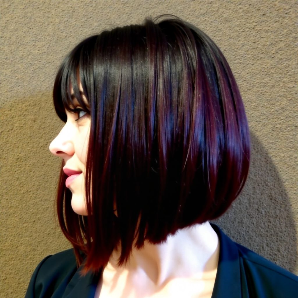 Red Balayage For Black Bob
