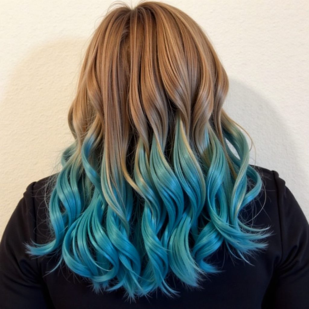 Light Brown To Blue Ombre