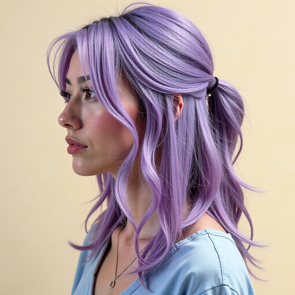 Medium Pastel Purple Hairstyle