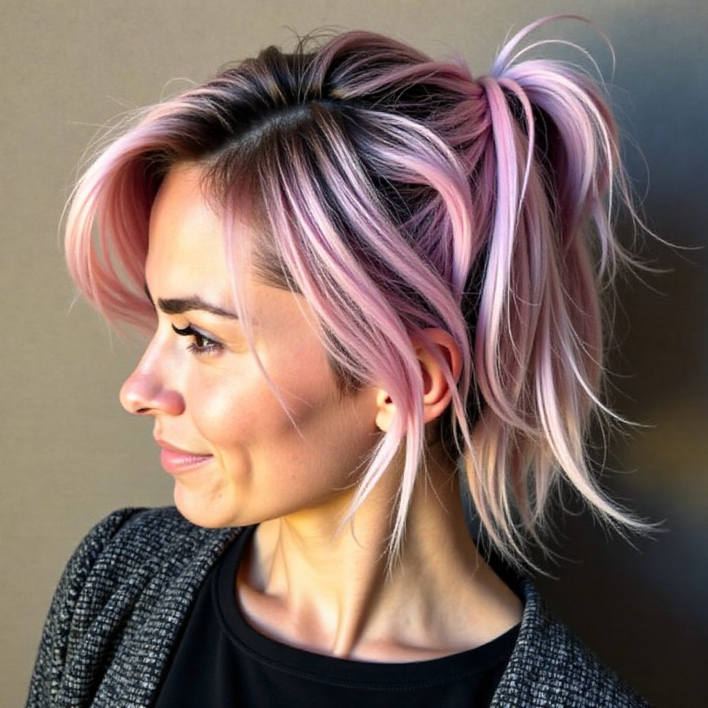 Pastel Purple Bob With Yellow Dip Dye