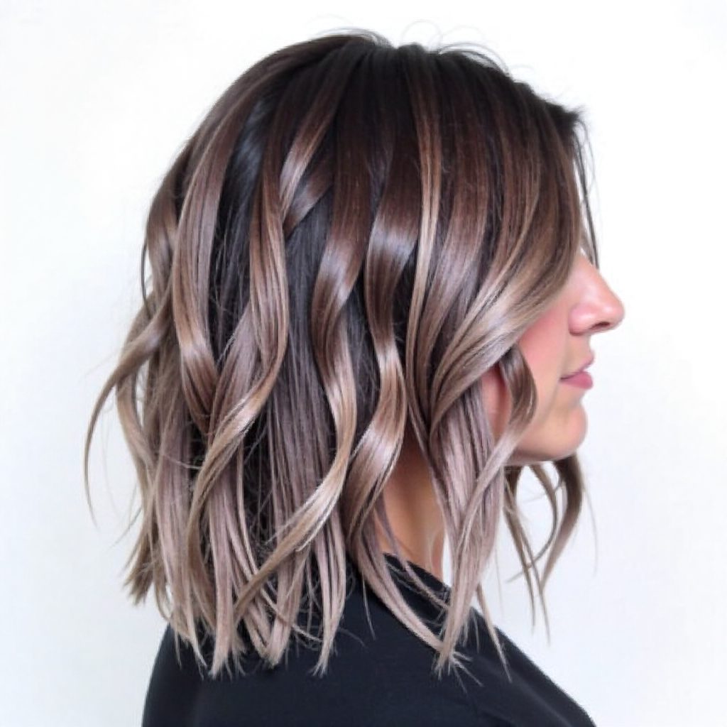 Brown Bob With Lilac Highlights