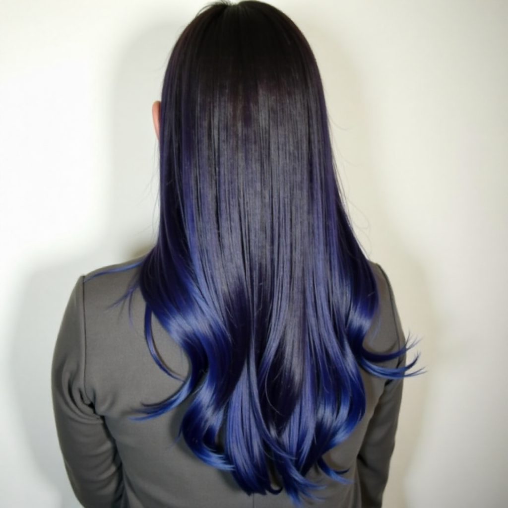 Dark Brown Hair With Purple And Blue Highlights