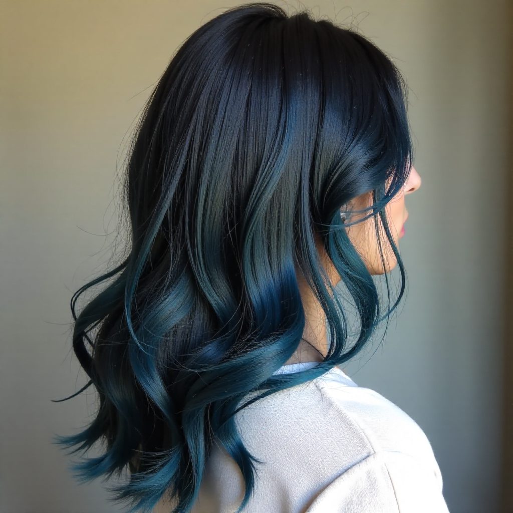 Black To Teal Ombre Hair
