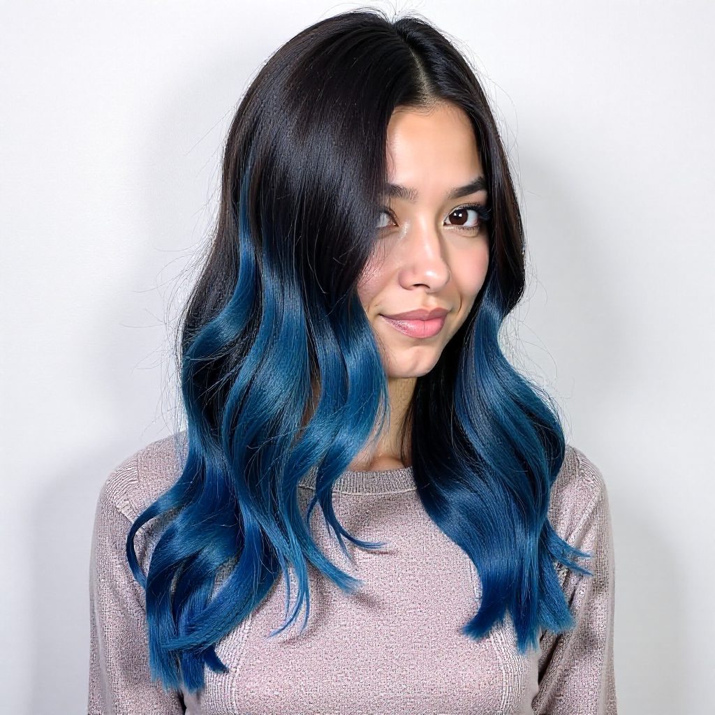 Black To Pastel Blue Ombre