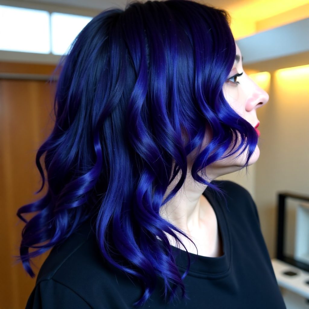 Dark Blue Balayage For Black Hair