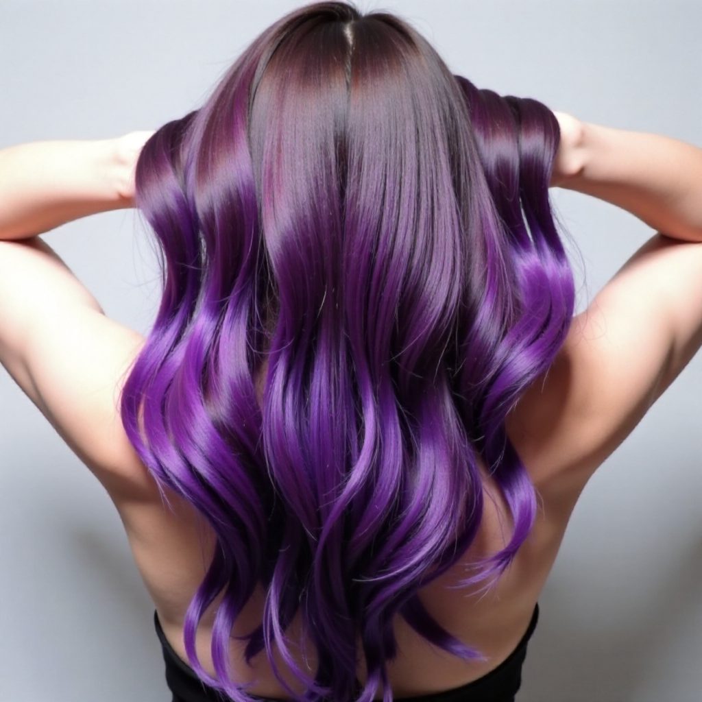 Purple Balayage For Long Brown Hair