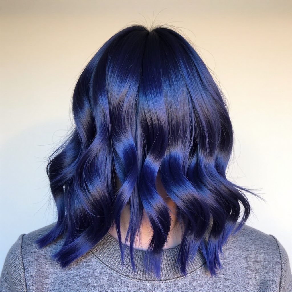 Black Bob With Blue And Purple Highlights