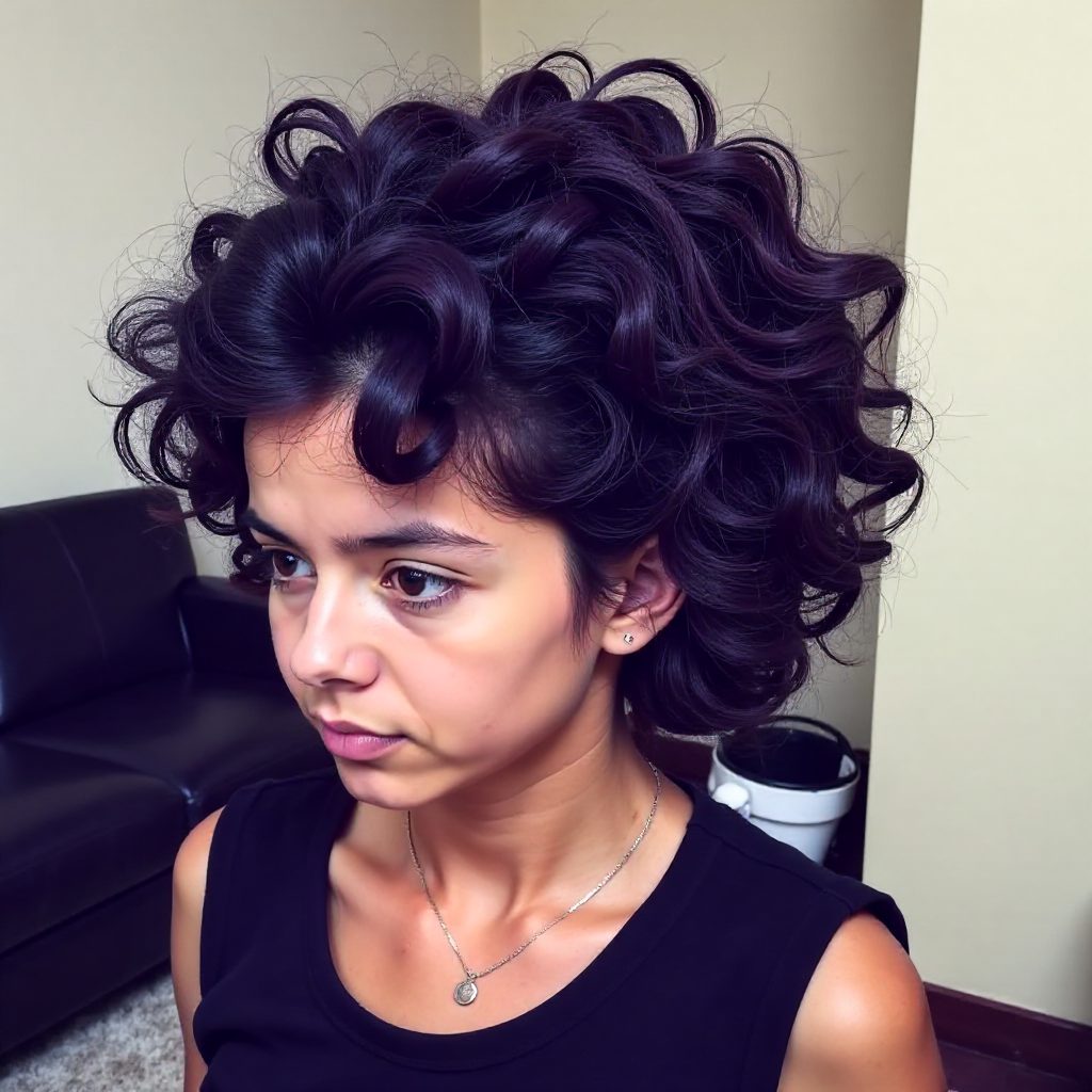Curly Natural Dark Purple Hair