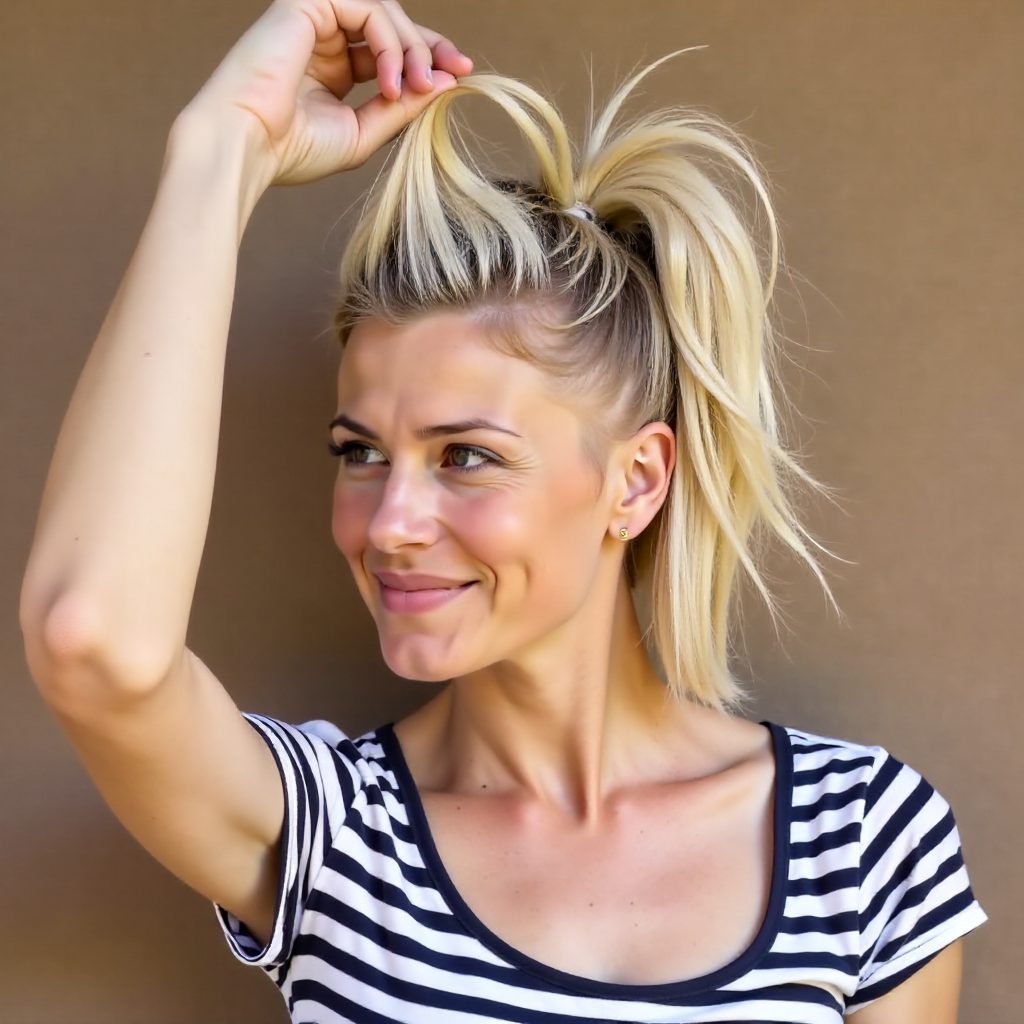 Messy Ponytail With A Scarf