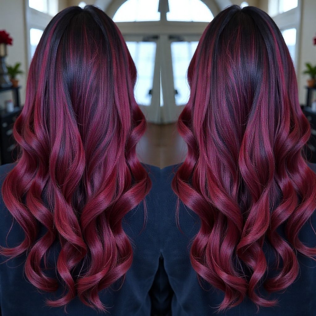 Long Burgundy Ombre Hair