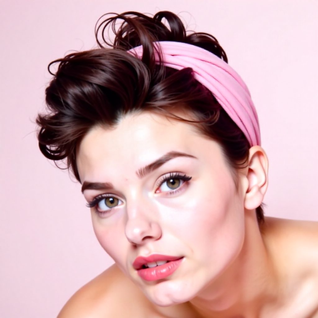 Curly Vintage Updo With A Bandana