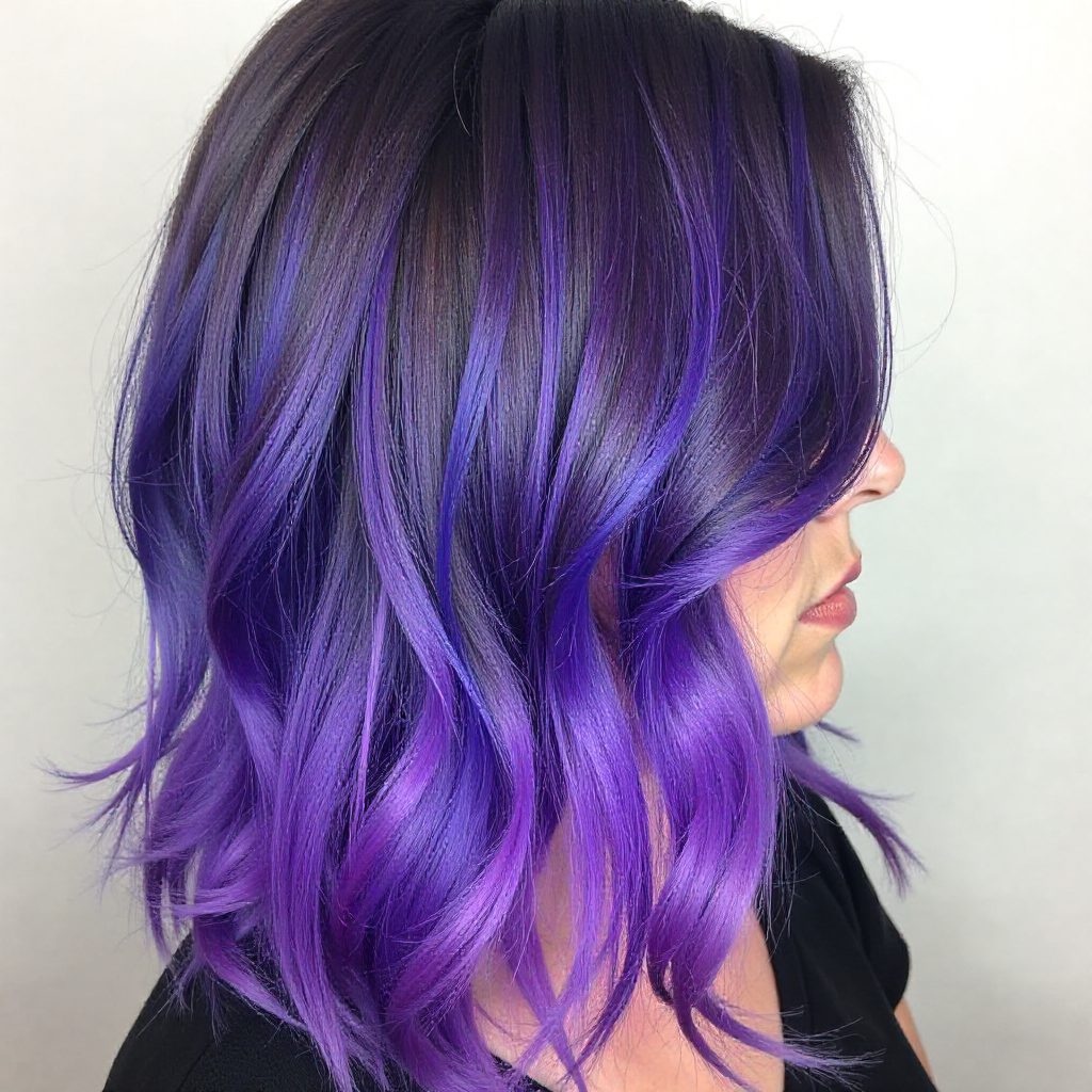 Violet Ombre Balayage For Brunettes