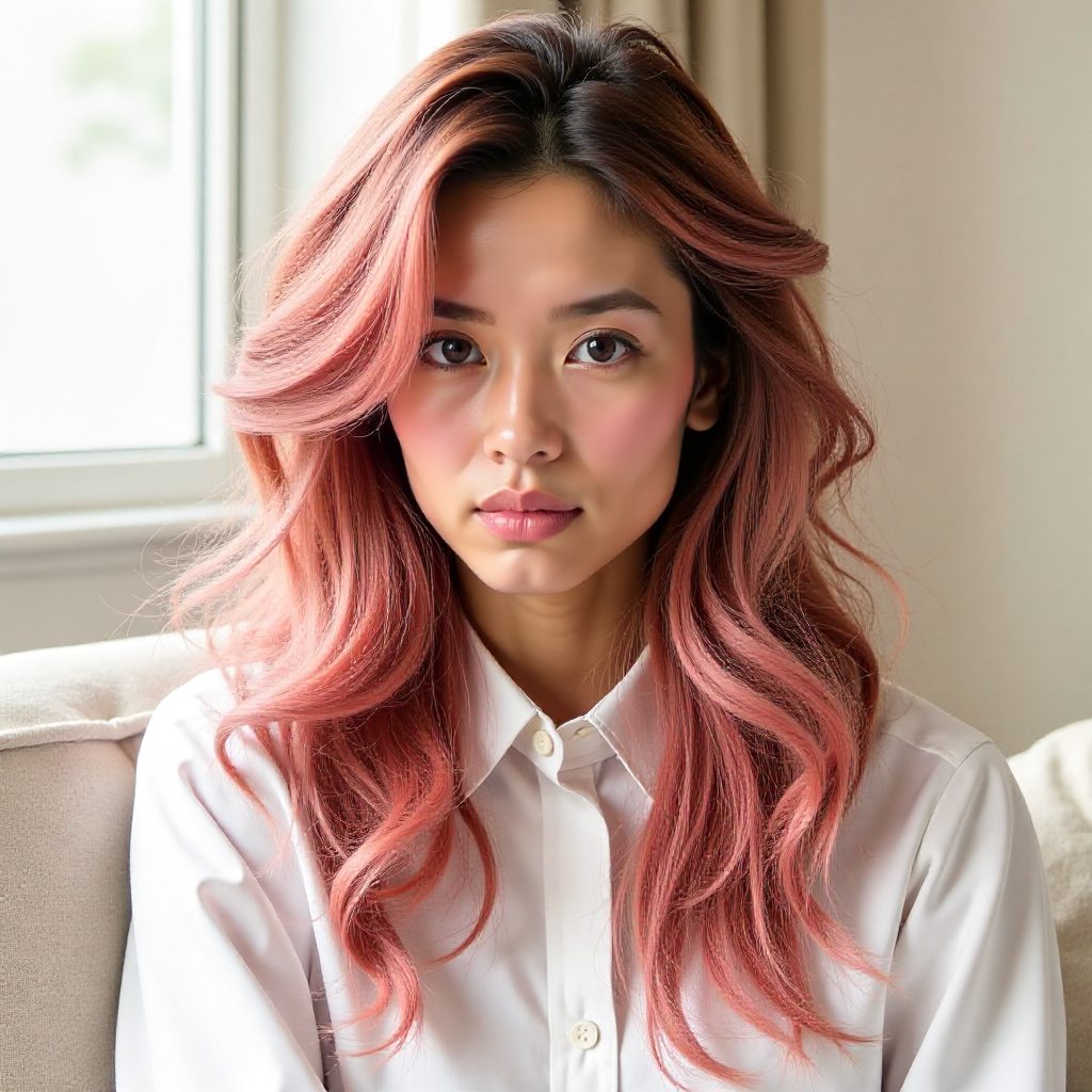Pastel Pink Curly Hair