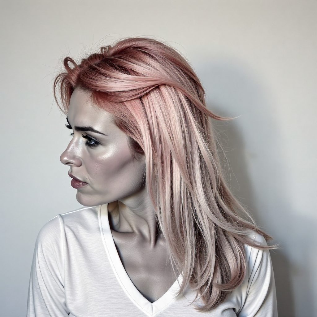 Half Updo For Pastel Teal And Pink Hair