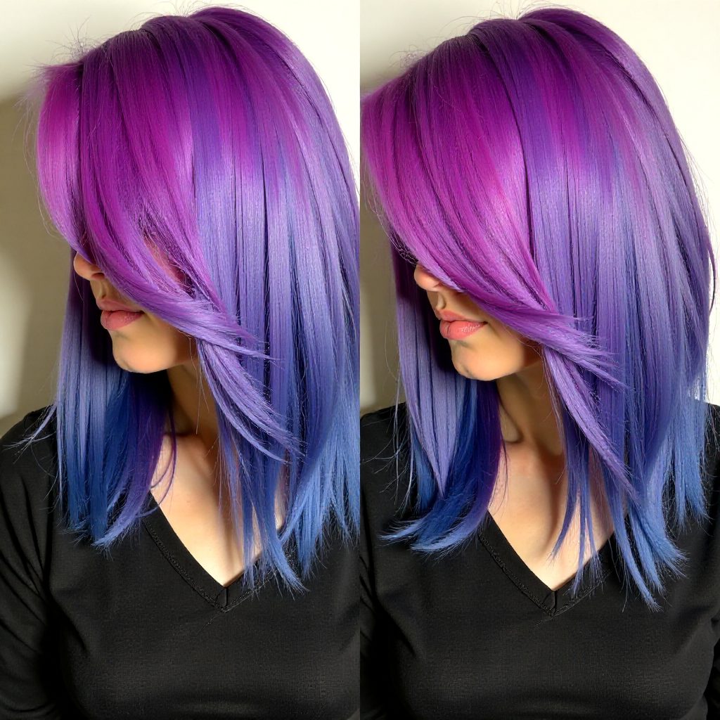 Teal Hair With Chunky Pink Highlights