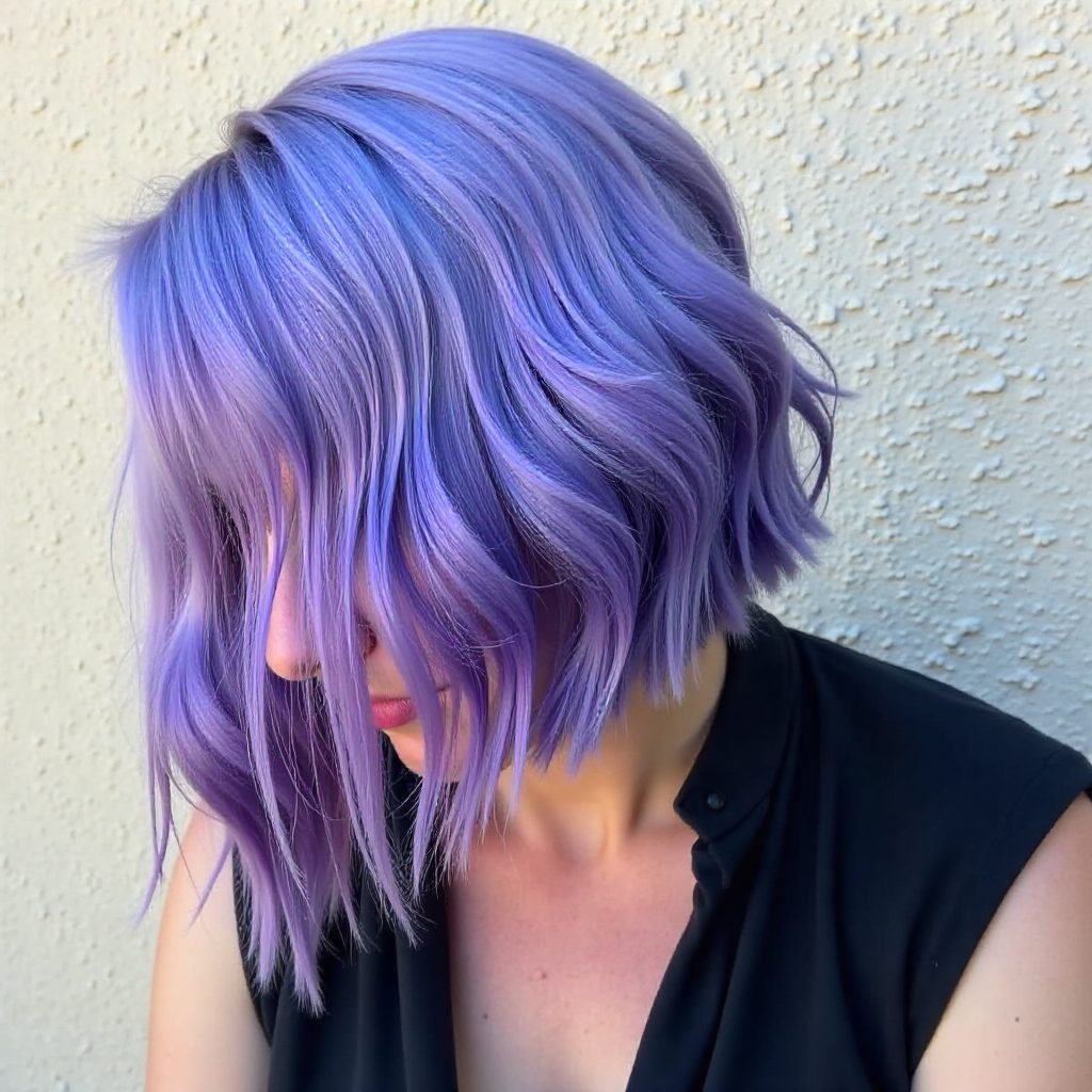 Pastel Blue Pixie With Pink Highlights