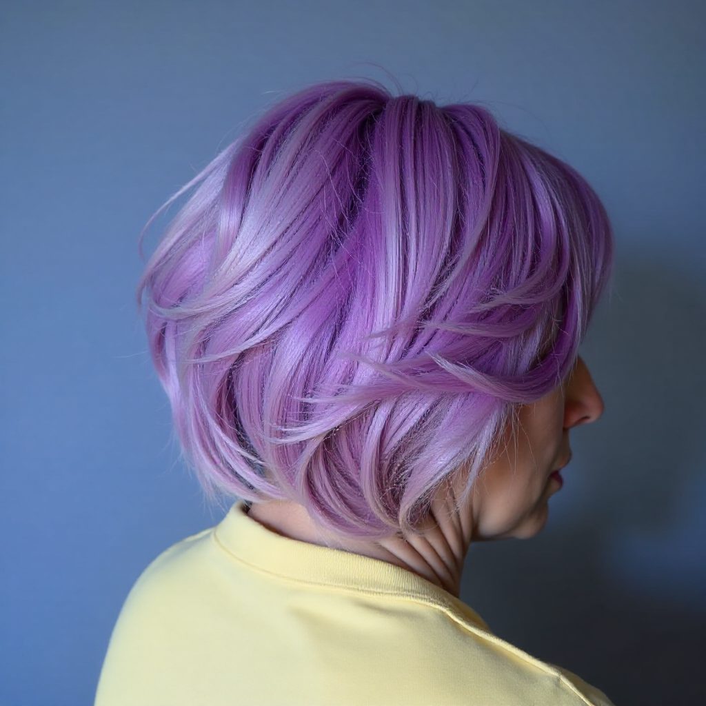 Pastel Purple Pixie Bob With Blue Highlights