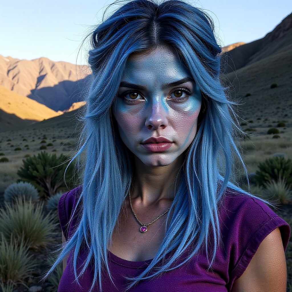 Dark Blue Hair With Green And Purple Highlights