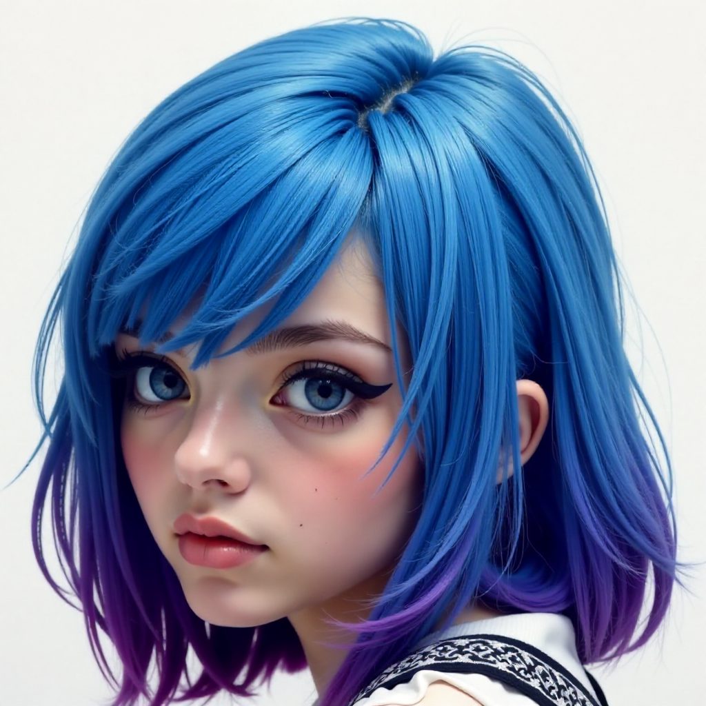 Blue Bob With Purple Dip Dye