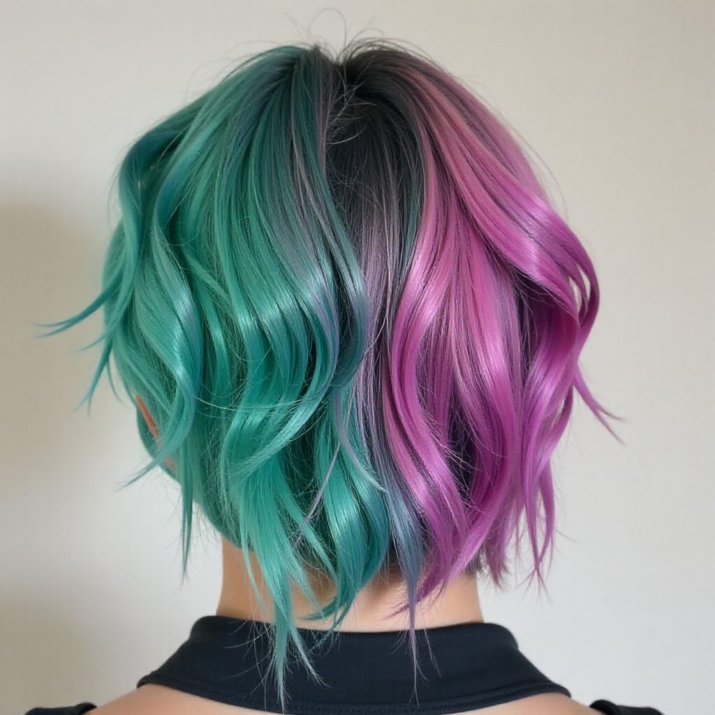 Half Teal Half Purple Hair