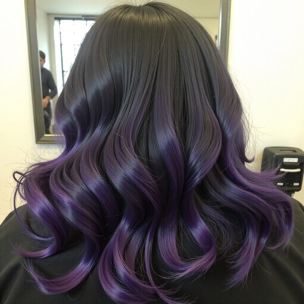 Black Hair With Burgundy Highlights