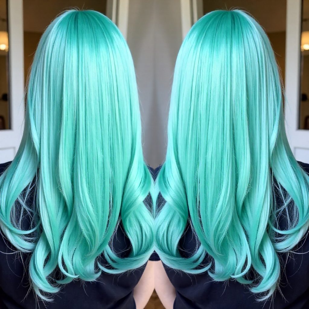 Long Pastel Mint Hairstyle