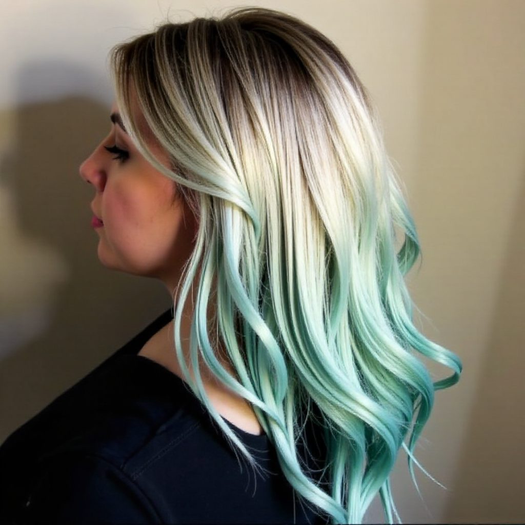 Ash Blonde Hair With Mint Highlights