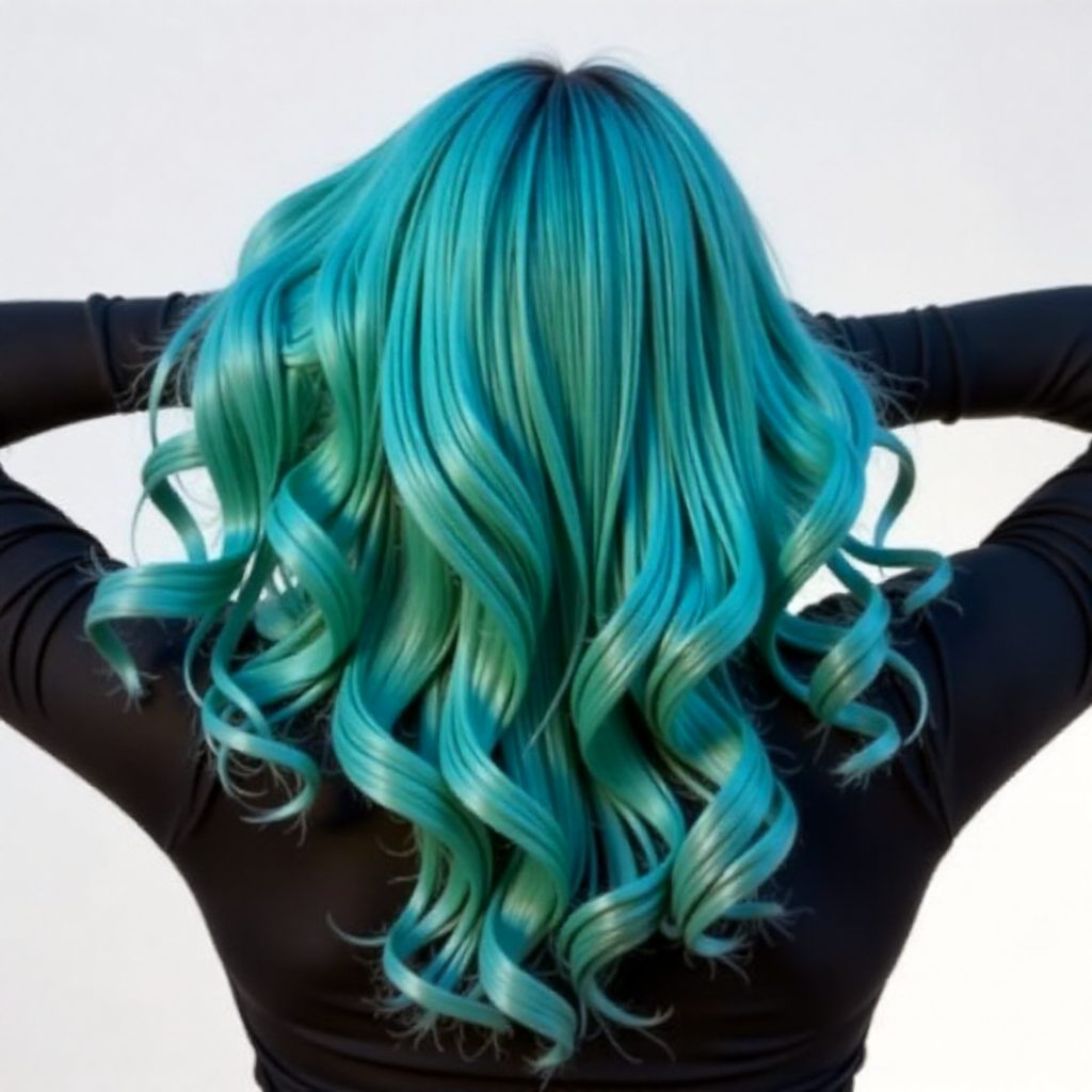 Blue Green Hair With Yellow Highlights
