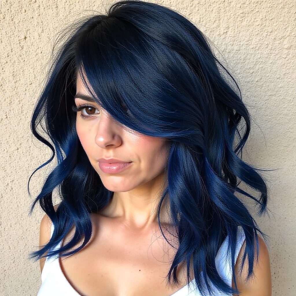 Layered Hairstyle For Blue Black Hair