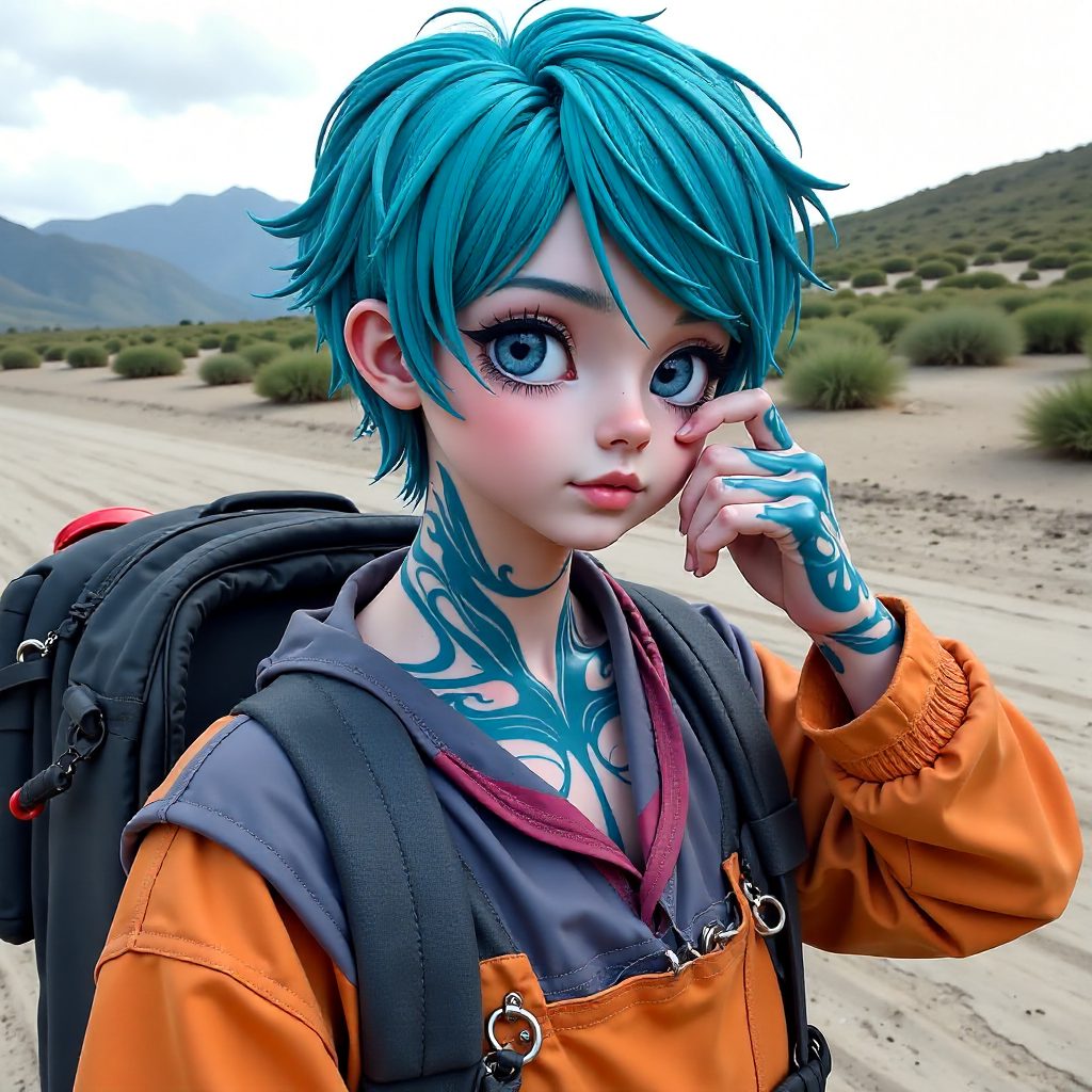 Turquoise Hair With Pink And Purple Highlights