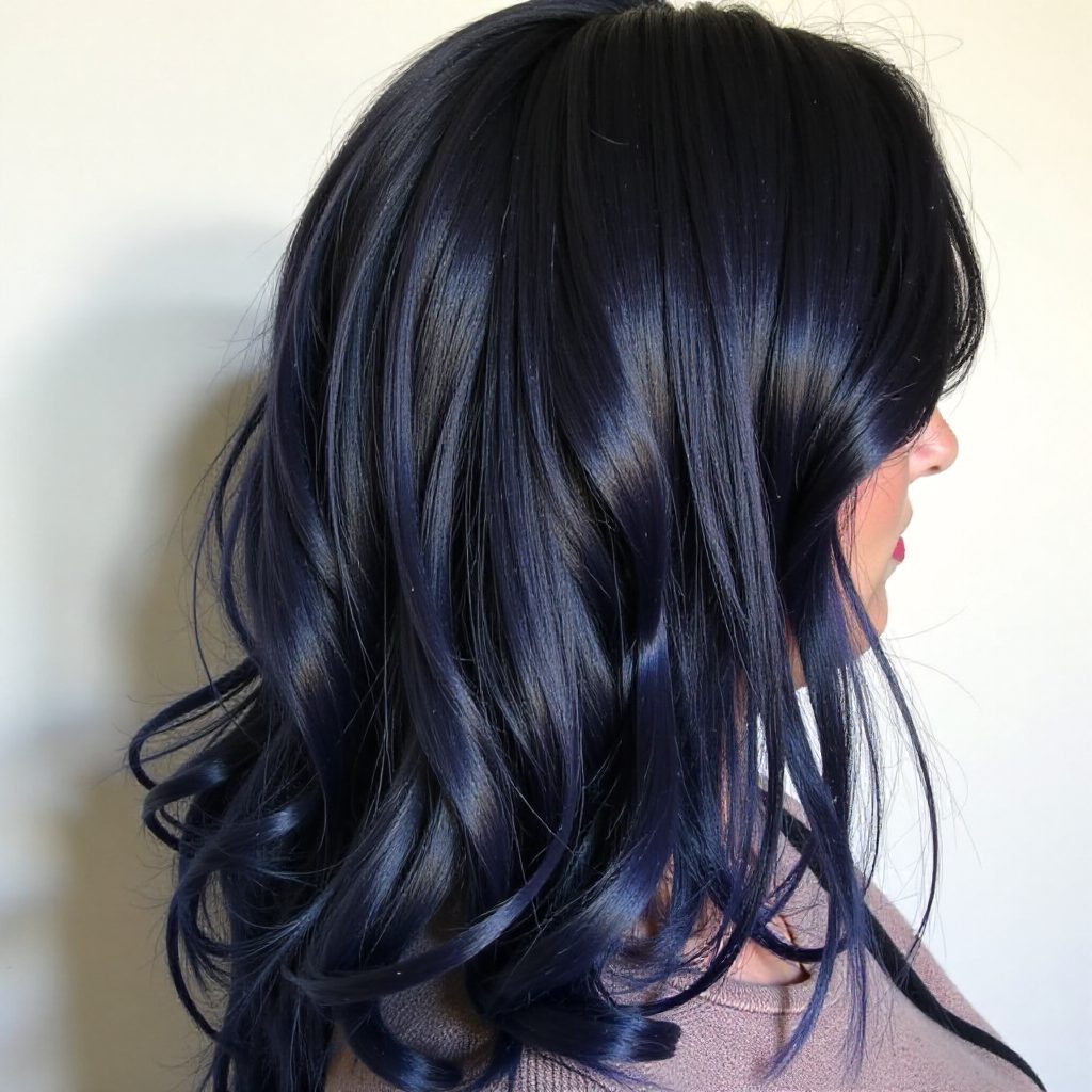 Black Hair With Subtle Blue Highlights