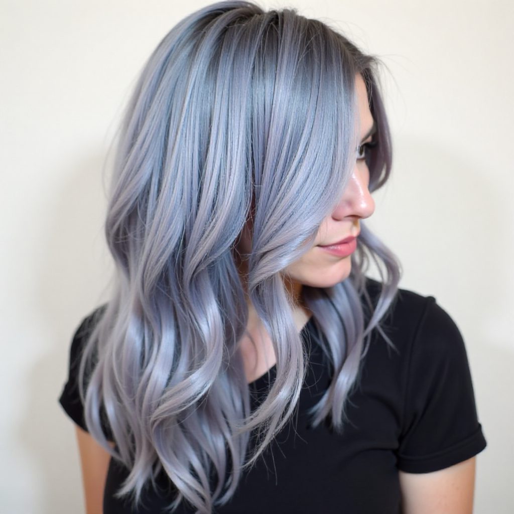 Turquoise Hair With Pastel Purple Highlights