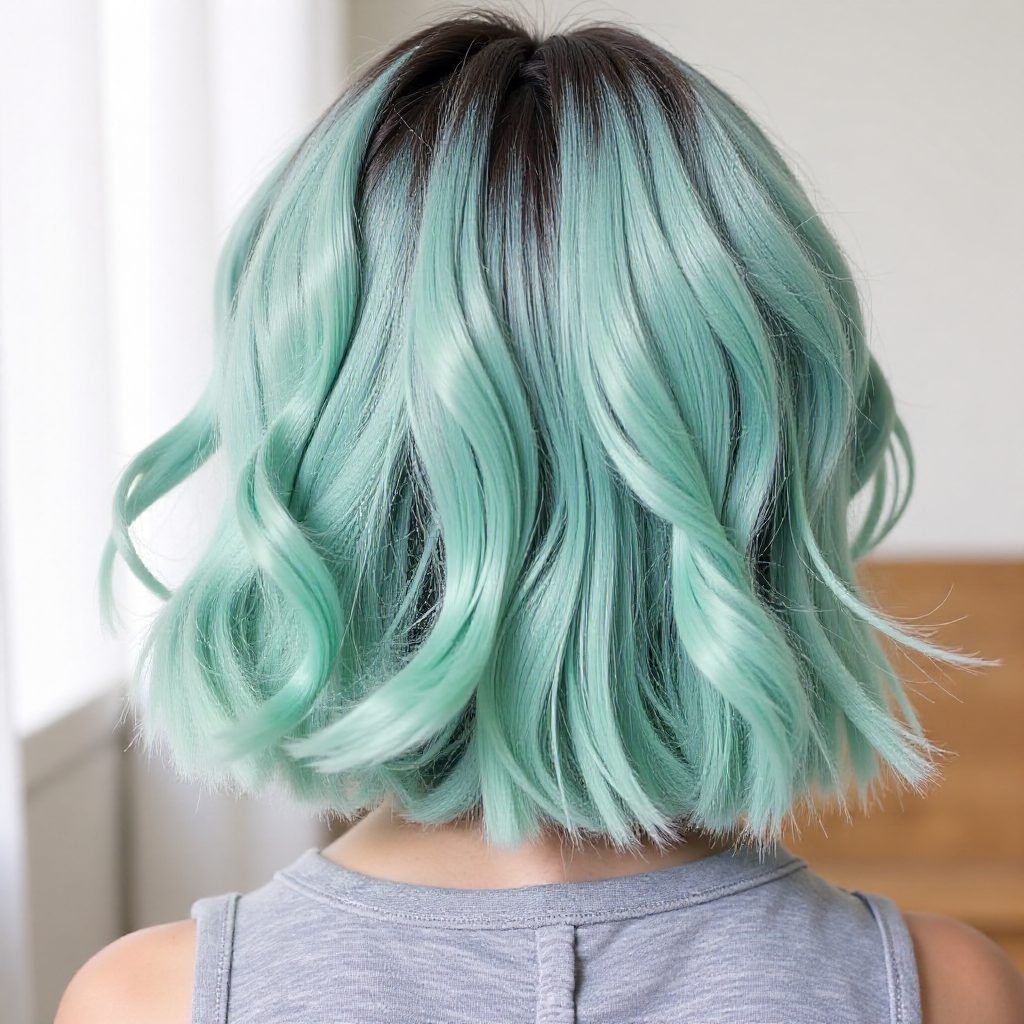 Silver To Pastel Turquoise Ombre