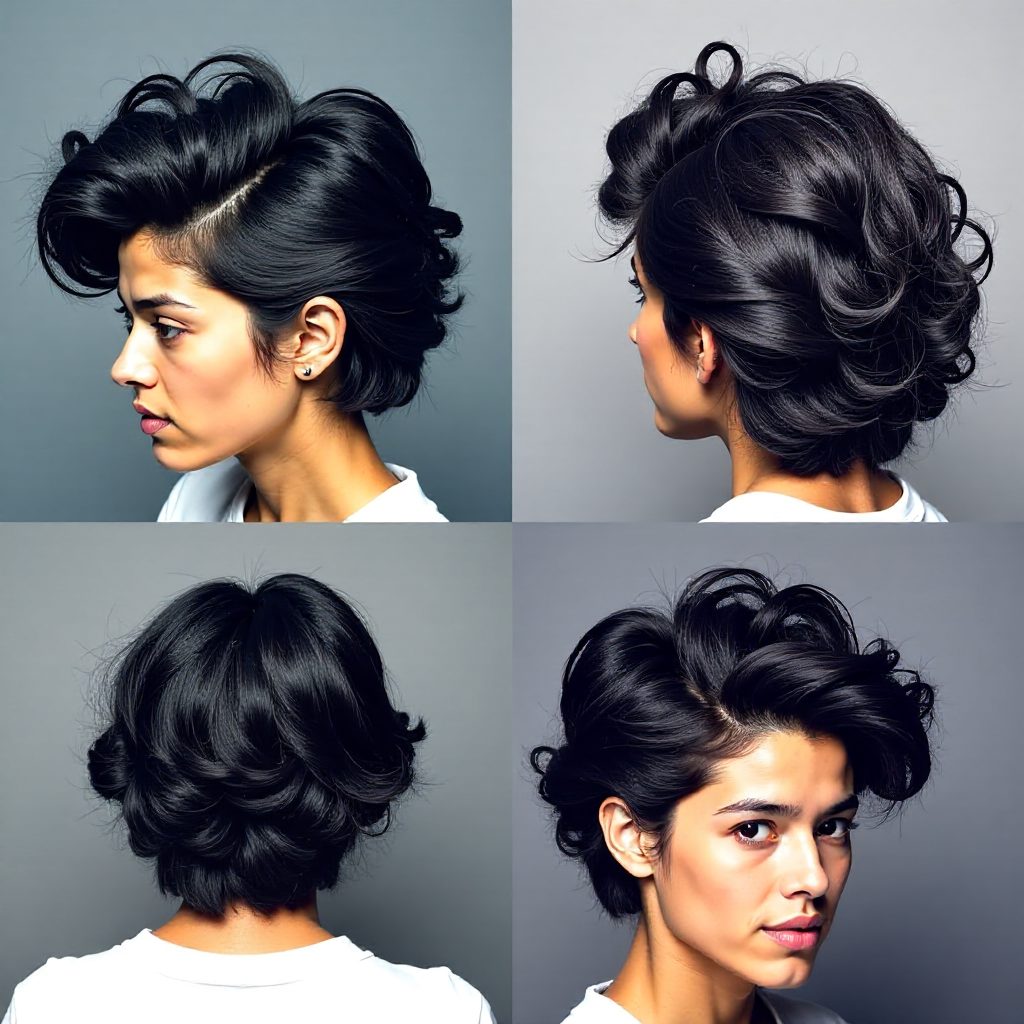 Short Natural Blue Black Hair
