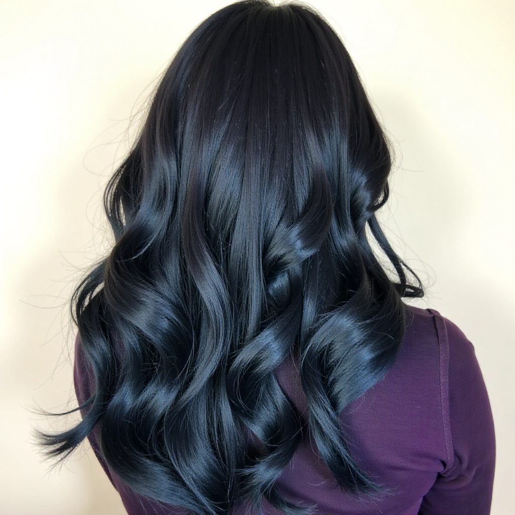 Blue Black Layered Hair