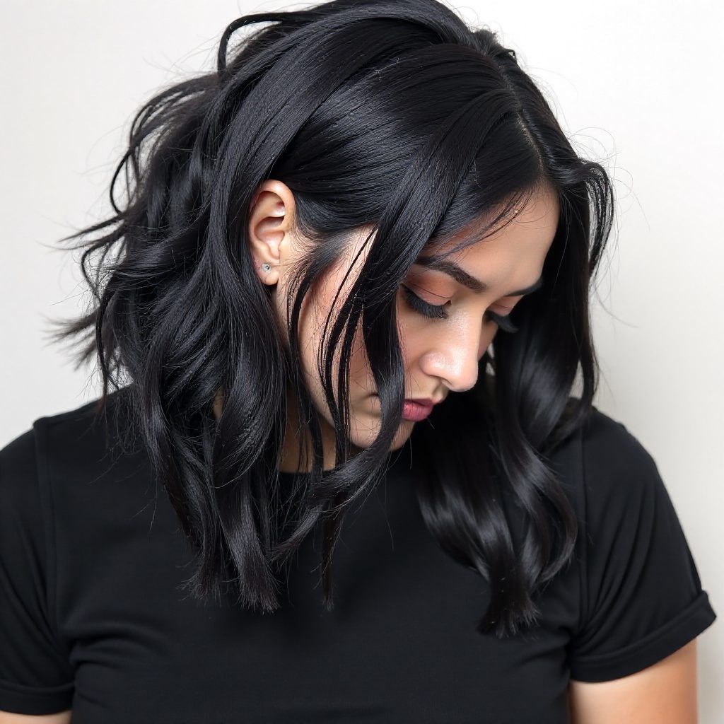 Medium Layered Black Hair