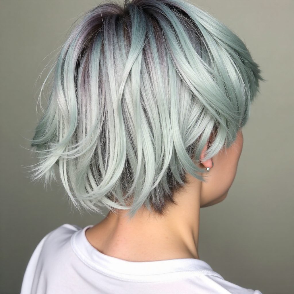 Pastel Turquoise Hair With Highlights