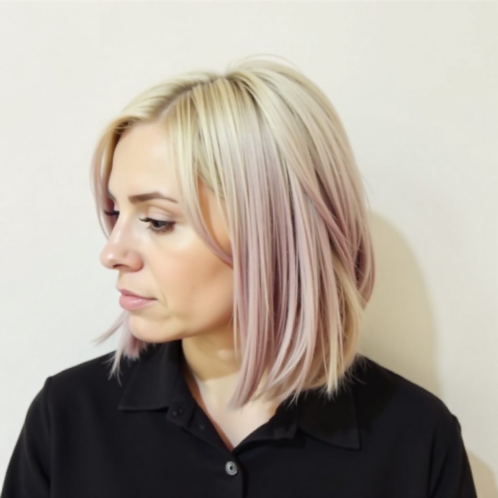 Blonde Bob With A Pink Bow Hair Tattoo