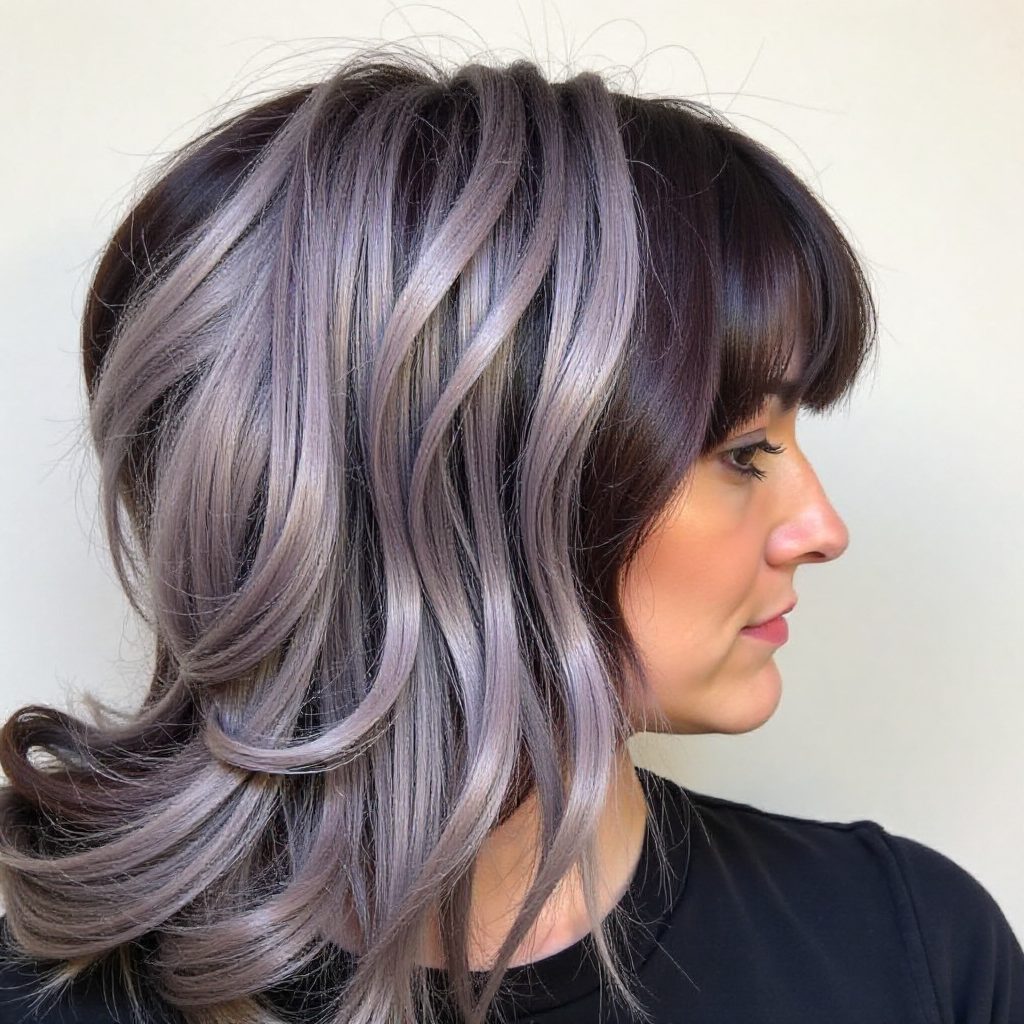 Sleek Brown Hairstyle With Hair Stencils