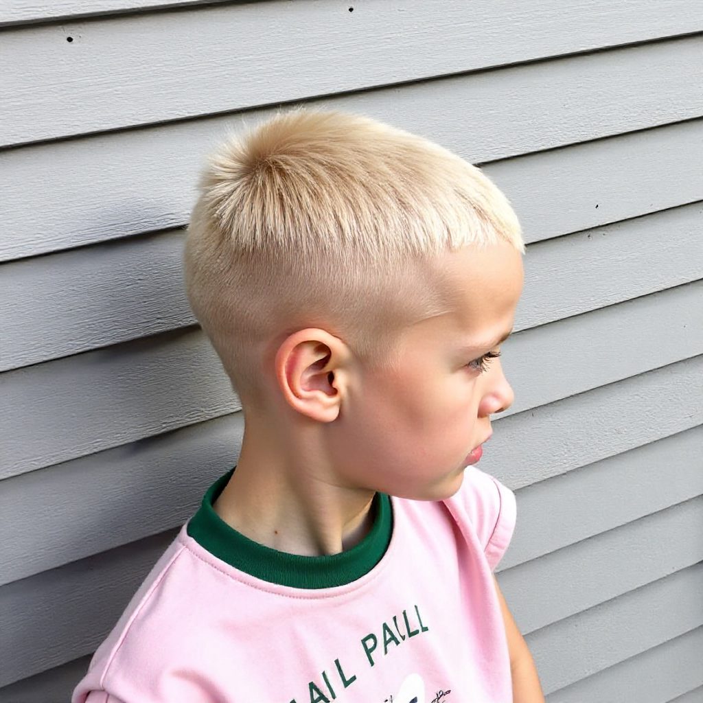 Short Blonde Hairstyle With Pink Hearts Tats