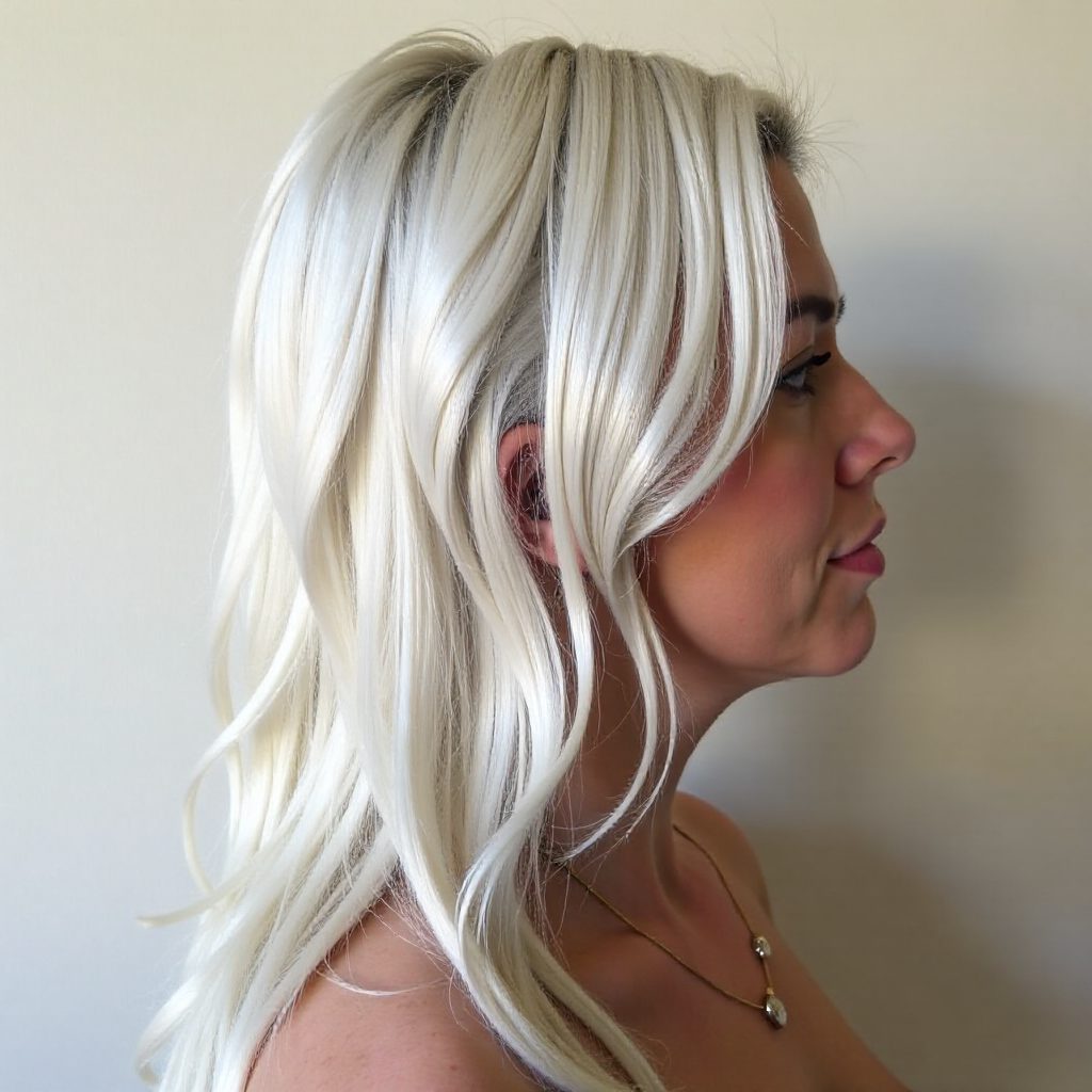 Platinum Blonde Hair With Hair Tat