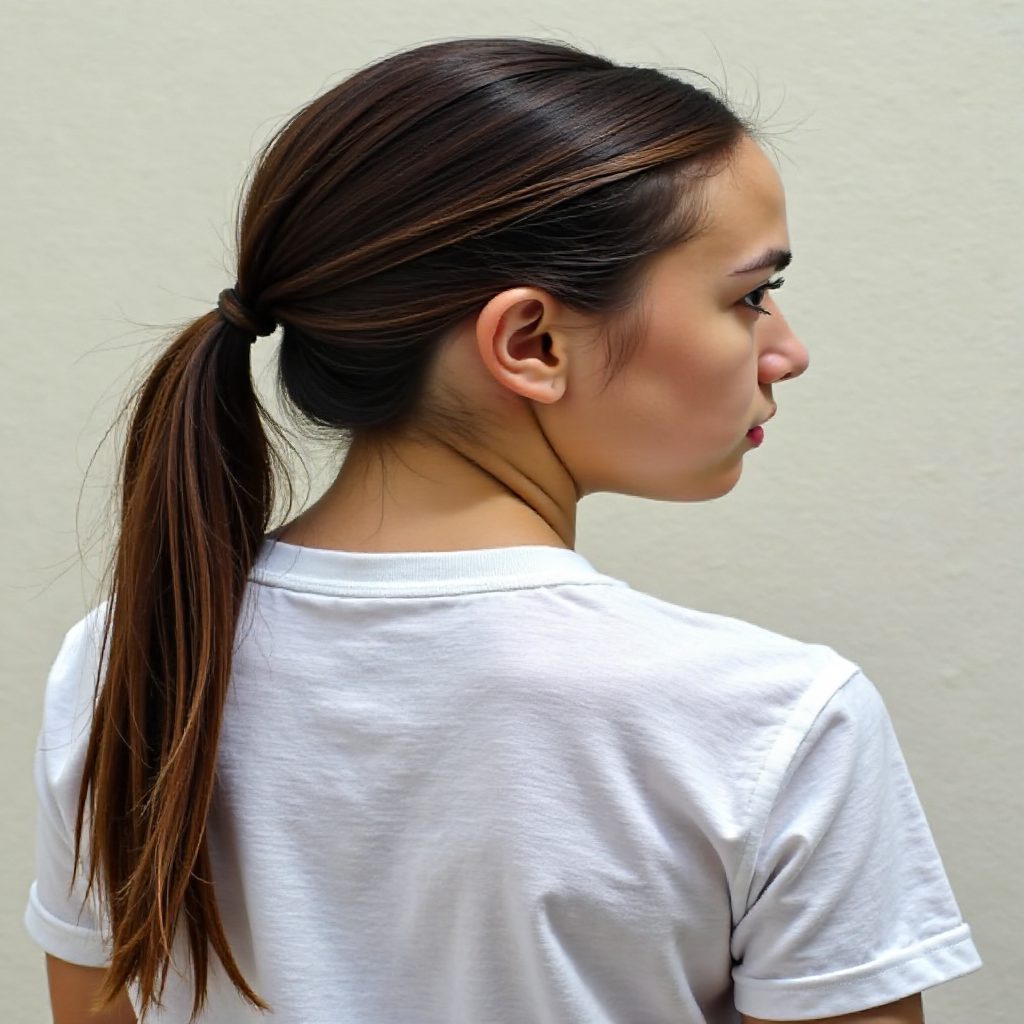 low sleek ponytail