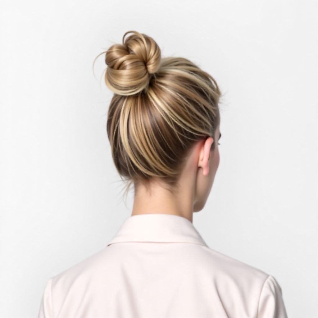 High Bun With A Back Braid
