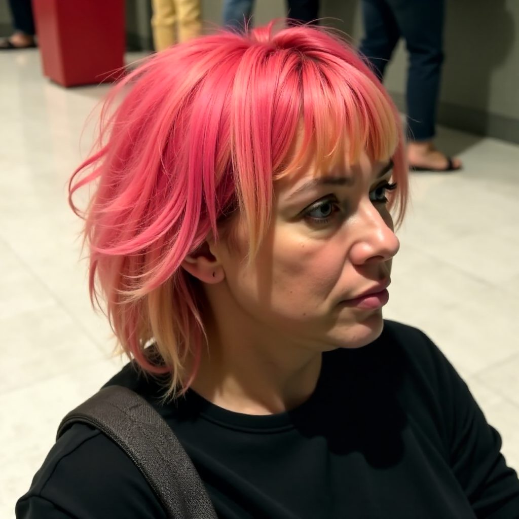 Short Pink And Blonde Finger Waves