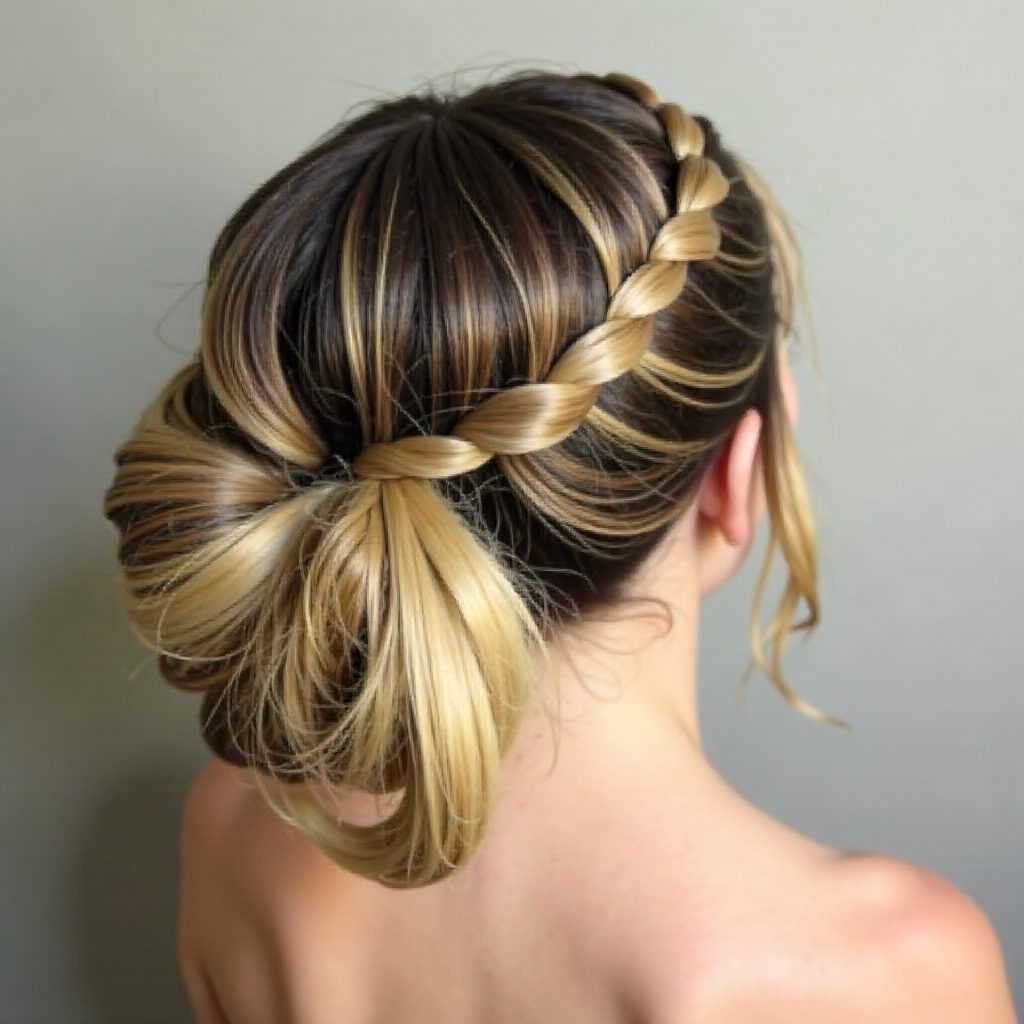Wavy Chignon Updo With A Flower
