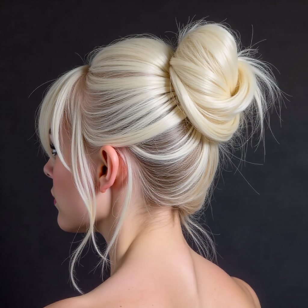 Bun With Braid And Bangs