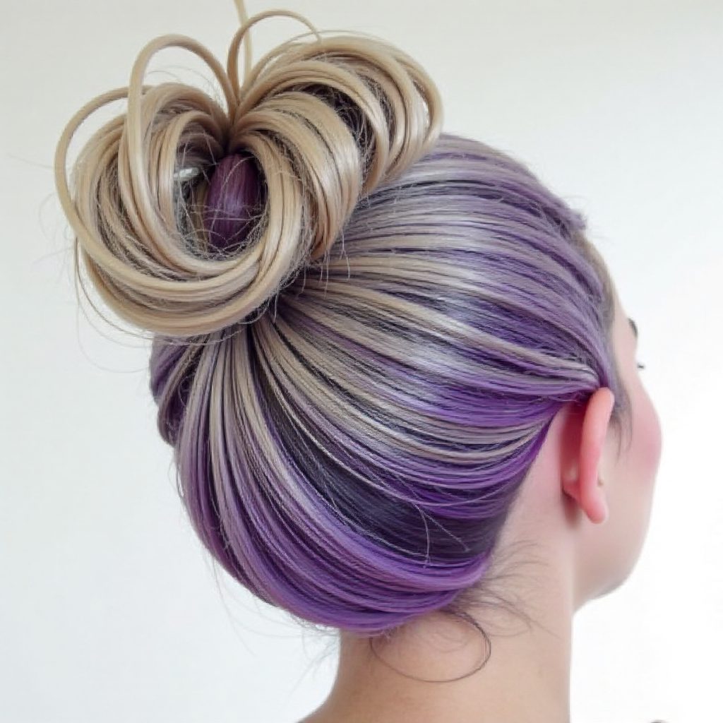 Two Braids And Sock Bun Updo